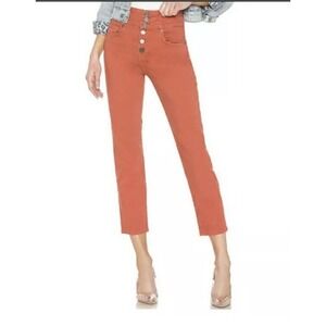 Joie Orange Laurelle High Rise Button Fly Cropped Jeans Women's 27 Orange EUC